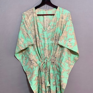 Cotton Kaftan, Indian Floral Kaftan, Long Caftan,Dress For to be Moms, Beach Cover up, Sleepwear, Indian Kaftan, Maxi Dress,Bikini Cover Up