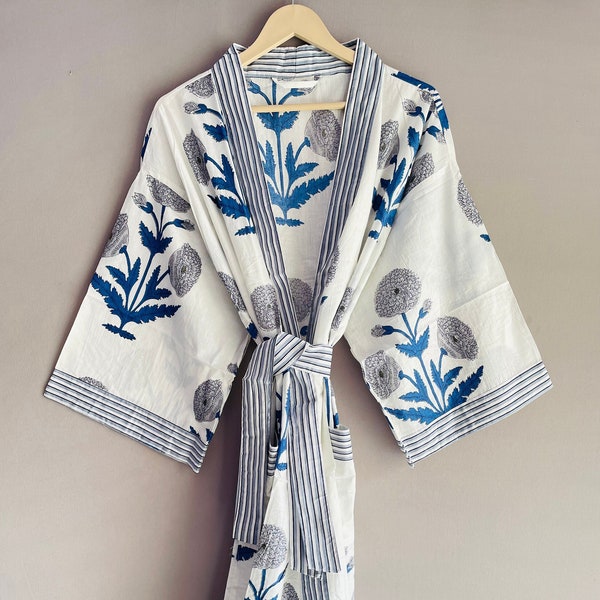 Robes, Lightweight pure cotton kimono robe, ladies night gown, kimono dressing gown, bridesmaid gowns, sustainable women bathrobe, Kimono