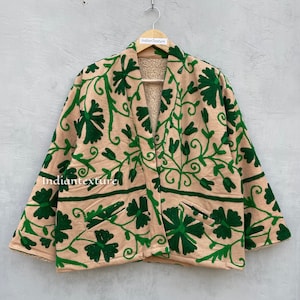 Indian Handmade Suzani Embroidery Jacket, Winter Wear Womens Jacket Coat, Suzani Coat, Robe, Gift For Her, Christmas Gift