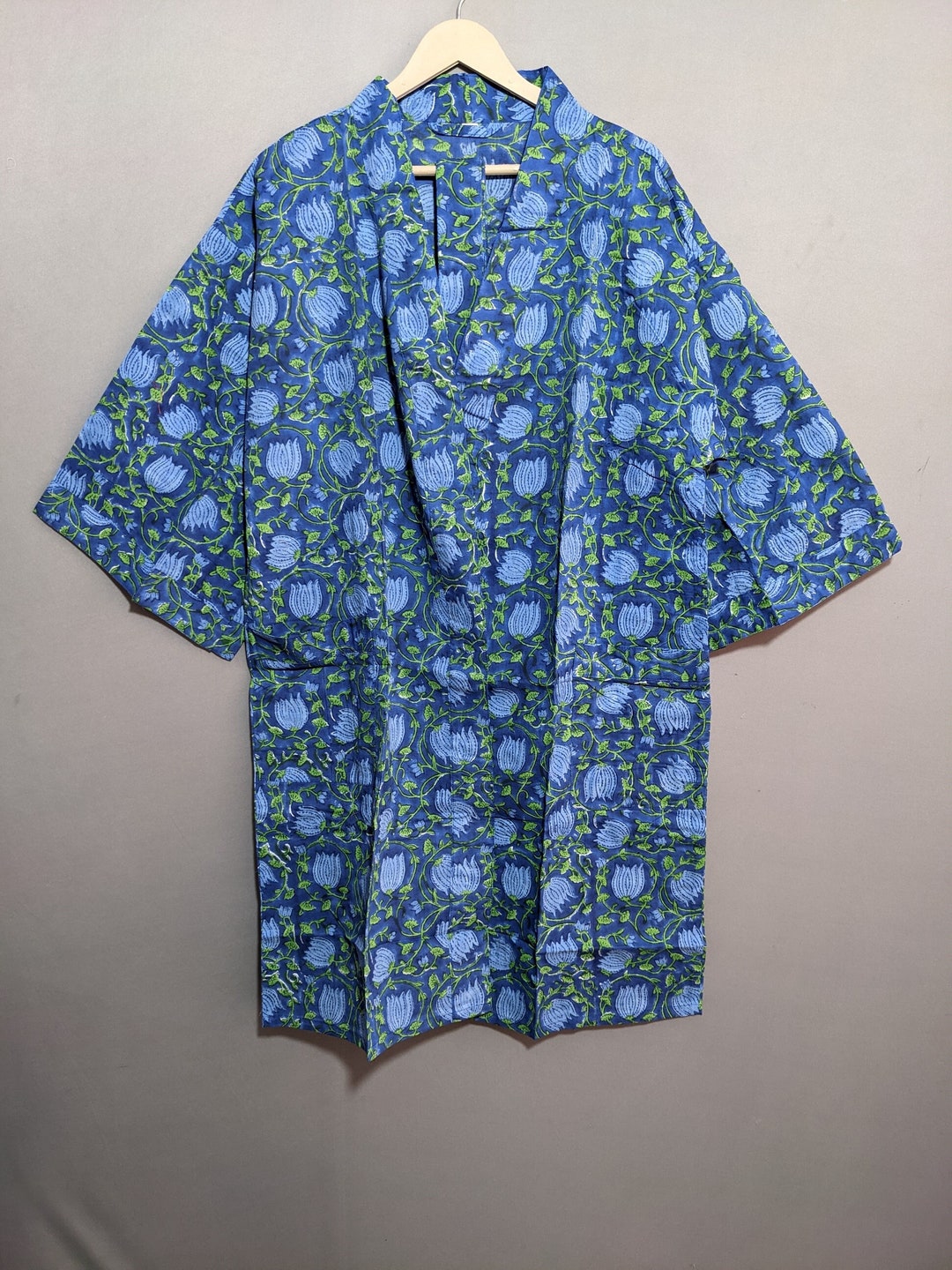 Cotton Block Kimono, Bathrobe for Women, Indian Dress, Kimono for Women ...