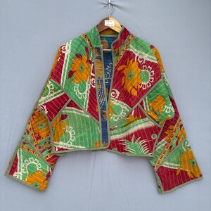 Handmade cotton jacket Quilted kantha jacket kimono Bohemian cotton jacket printed floral kantha jacket winter jacket kimono