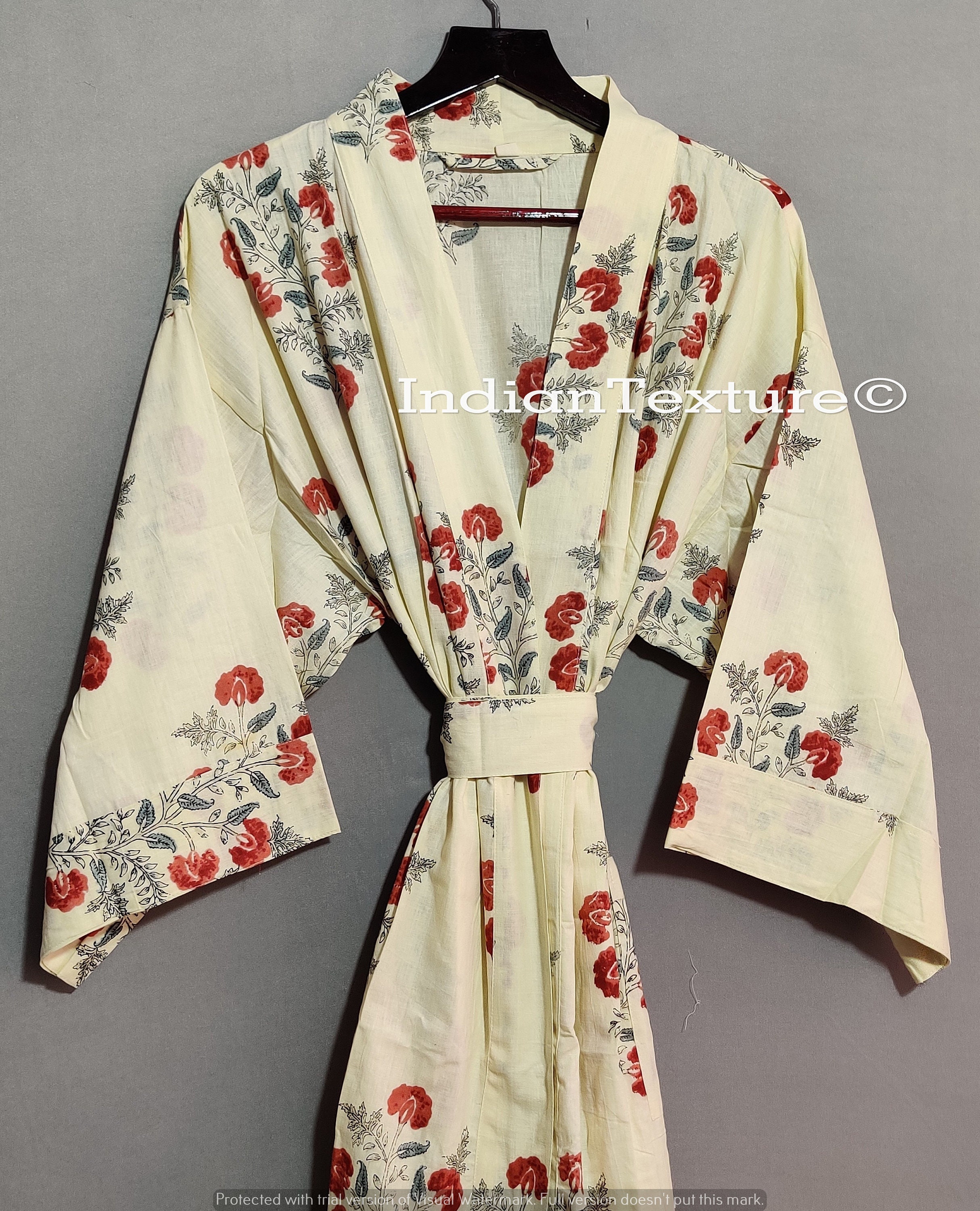 Cotton Kimono Indian Kimono Robes Printed Dressing Gown - Etsy