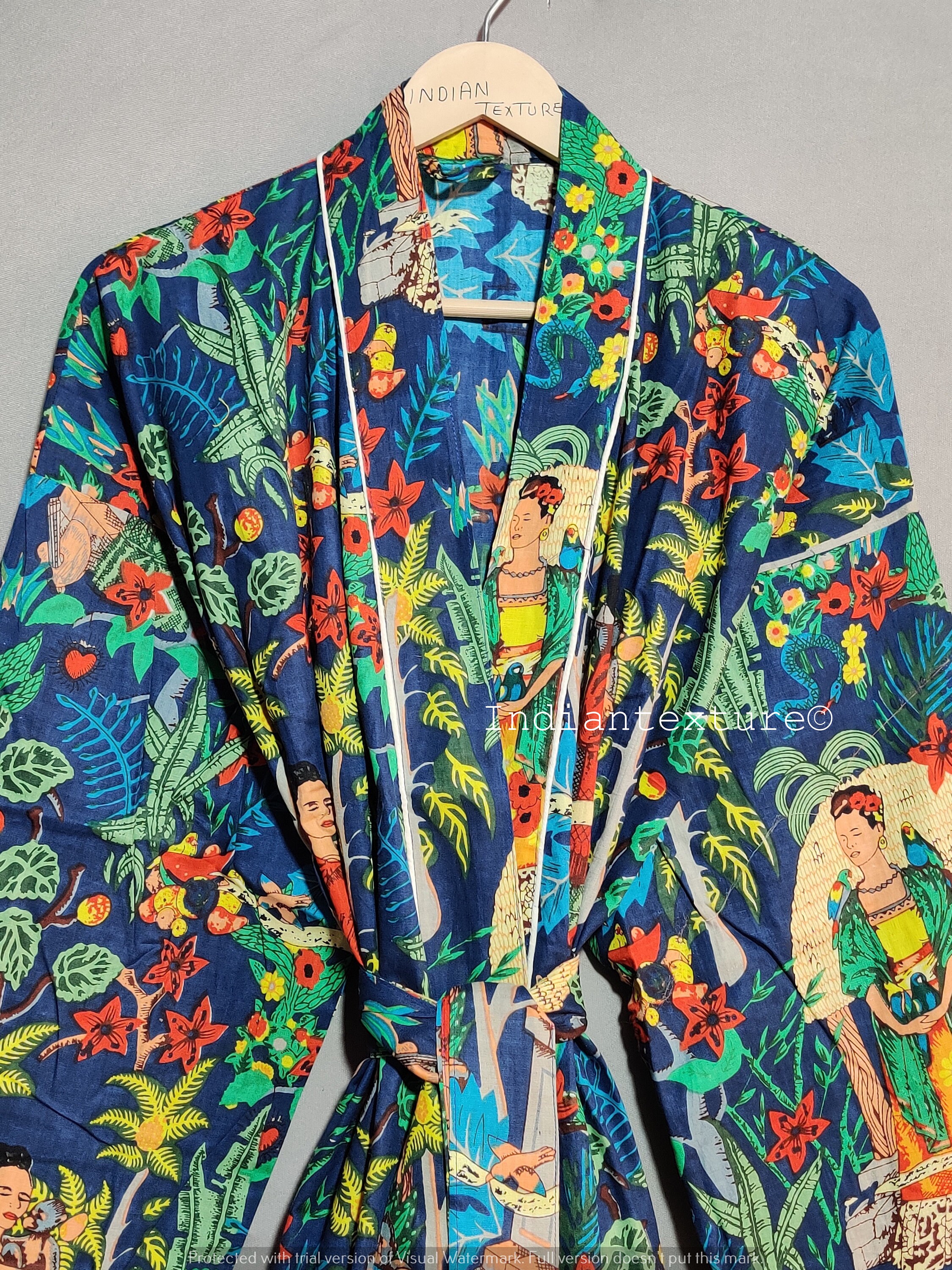 Cotton Kimono Indian Kimono Robes Printed Dressing Gown Etsy