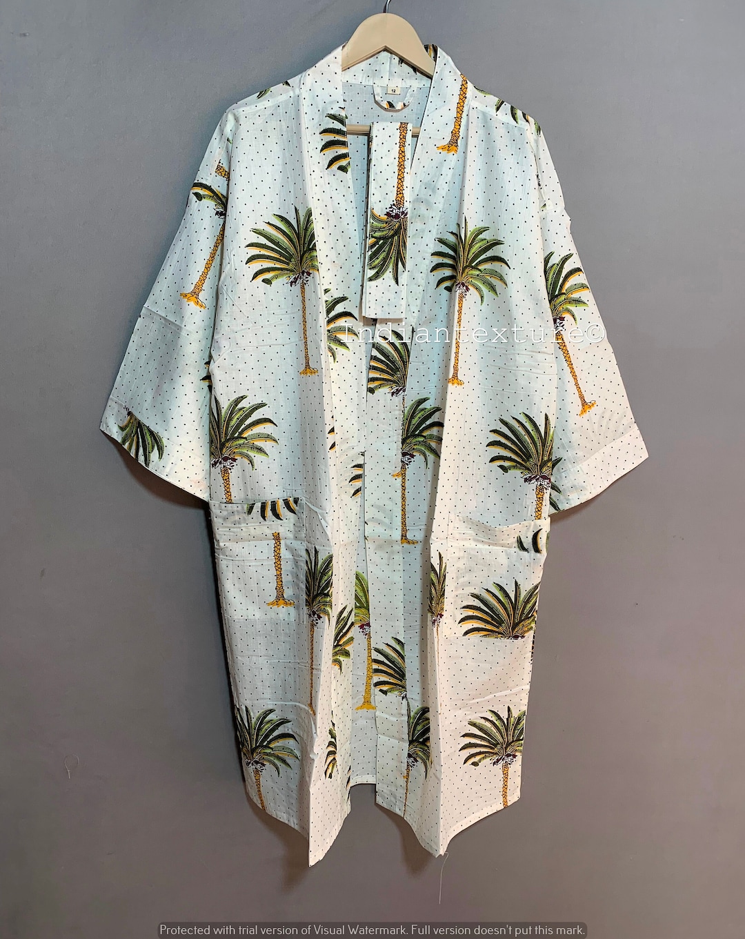 Cotton Palm Tree Kimono Robes for Women Indian Dressing Gown - Etsy