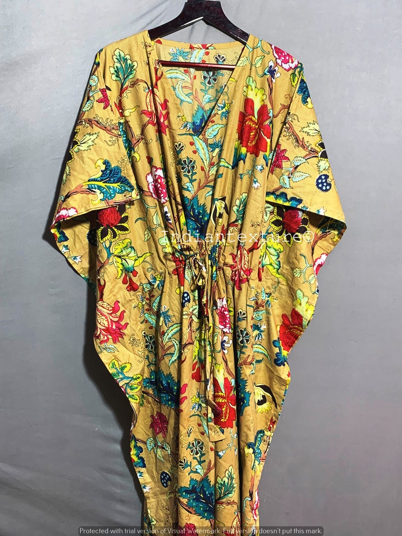 Cotton Kaftan Indian Floral Kaftan Long Caftandress for to Etsy