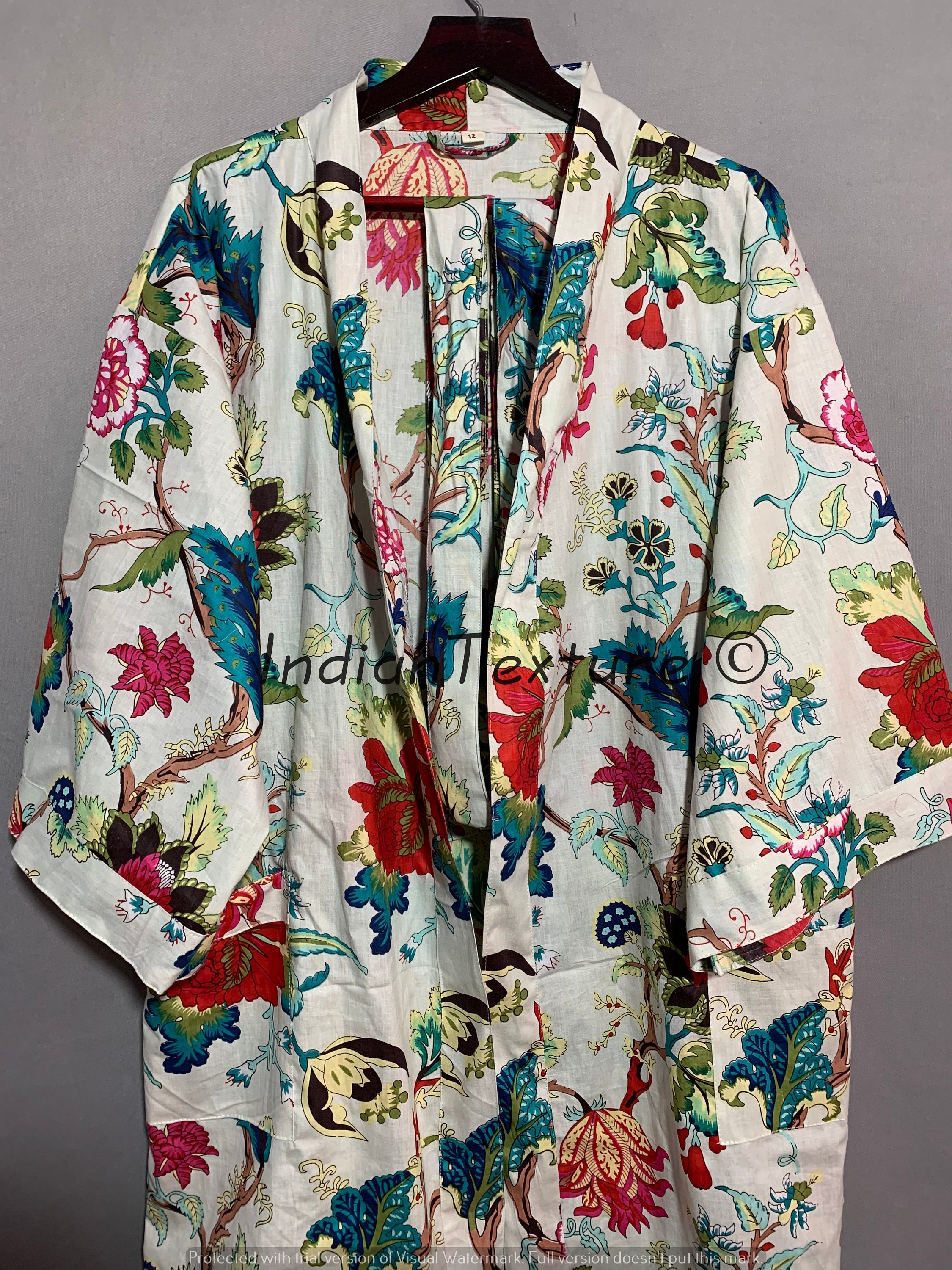 Cotton Kimono Indian Kimono Robes Printed Dressing Gown - Etsy