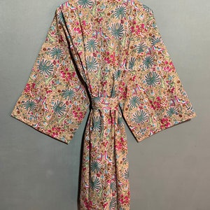 Bimba Rayon Kaftan Dress - Knee Length Kimono Coverup With Frill Sleeves, White - View #7