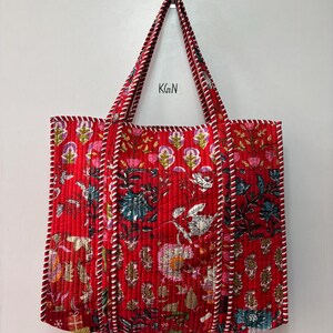 Red Cotton Patchwork Tote Bags: Boho Hippie Beach Cover Up Traveling Market Bag Gift For Her