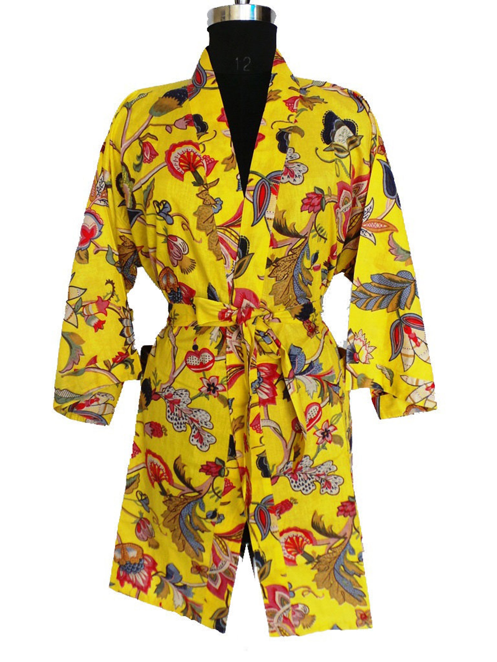 Cotton Yellow PrintDesigner BathRobe Cotton RobeKimono Etsy