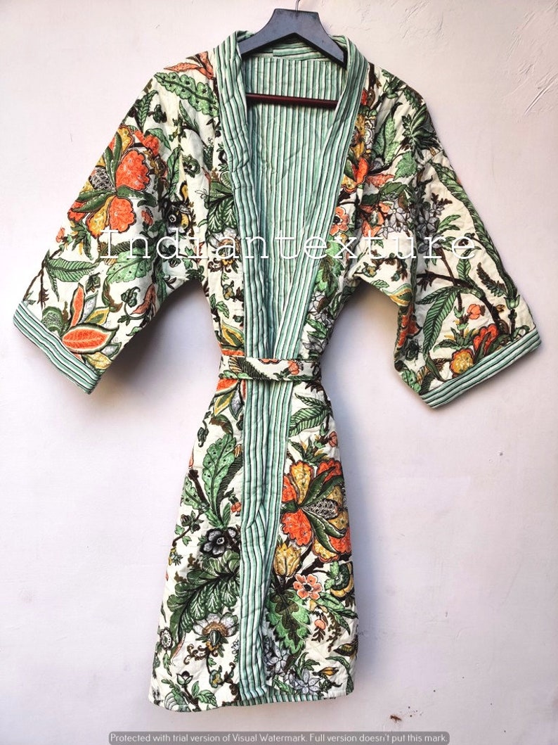 SALE Indian Cotton Quilted Robe Quilted Kimono Robes Etsy