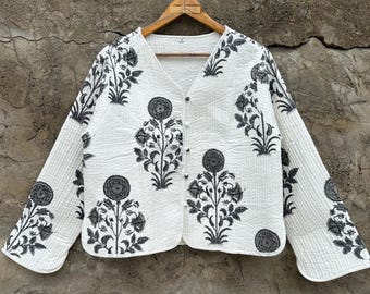 Hand Block Print Cotton Jacket: Reversible Indian Quilted Coat - Etsy