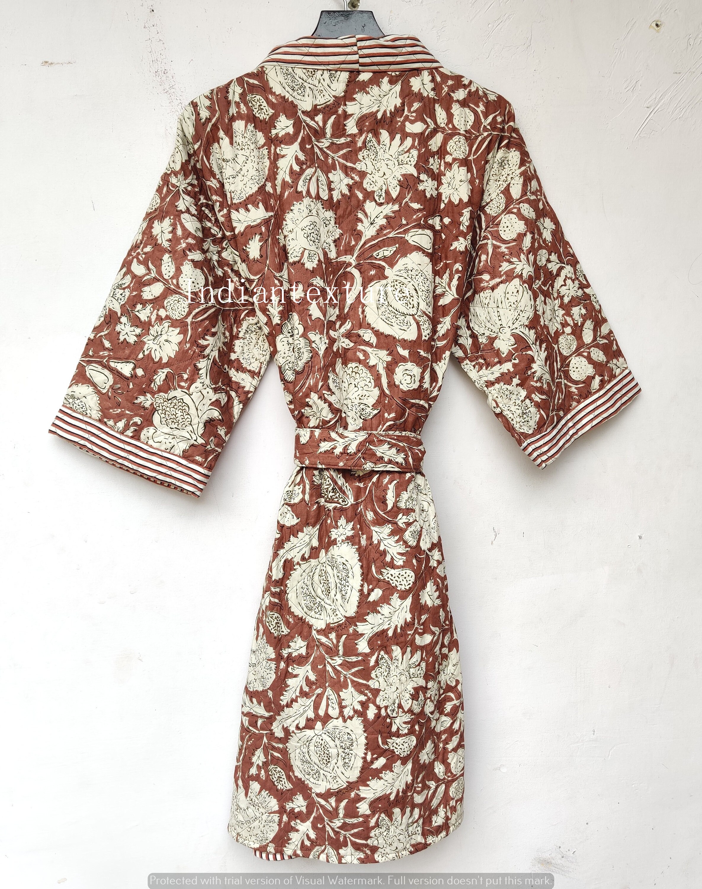 Indian Cotton Quilted Robe Quilted Kimono Robes Etsy