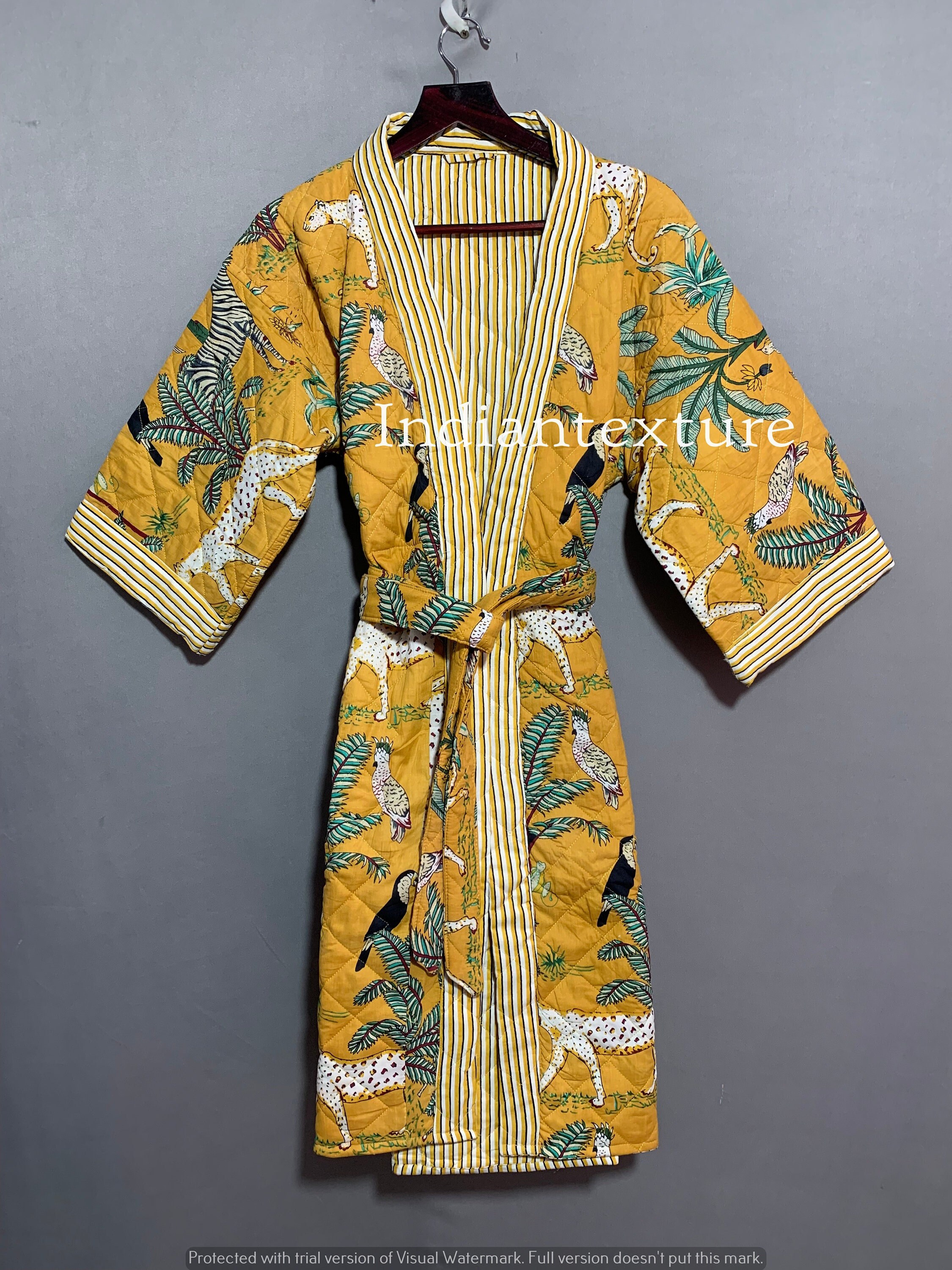 SALE Indian Cotton Quilted Robe Quilted Kimono Robes Etsy