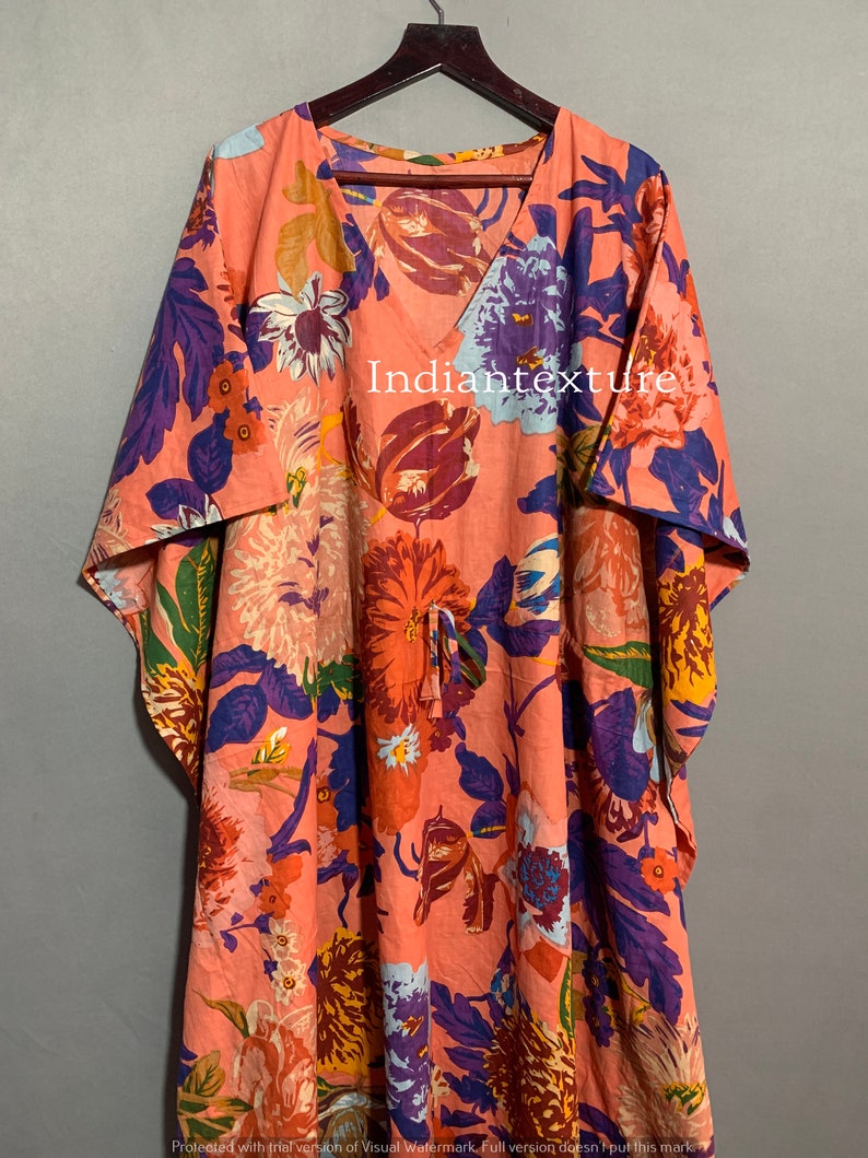 Cotton Kaftan Indian Floral Kaftan Long Caftandress for to Etsy