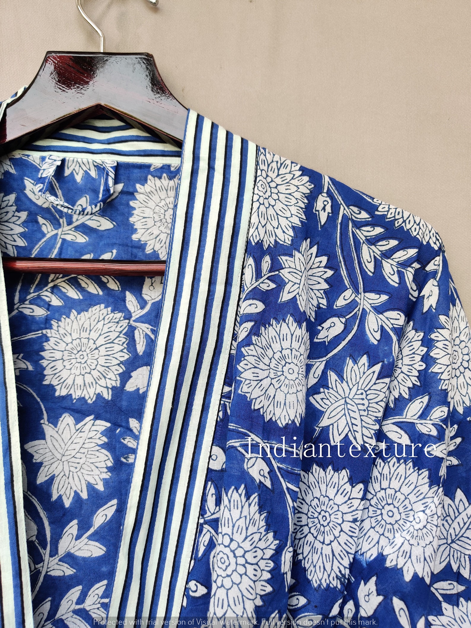 100 Cotton Kimono Indian Kimono Robes Printed Dressing Gown Etsy