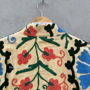 Manteau de veste de broderie à la main Suzani, les femmes portent des vestes dhiver, cadeau de demoiselle dhonneur, veste dhiver, robe kimono Suzani image 10