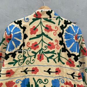 Manteau de veste de broderie à la main Suzani, les femmes portent des vestes dhiver, cadeau de demoiselle dhonneur, veste dhiver, robe kimono Suzani image 9