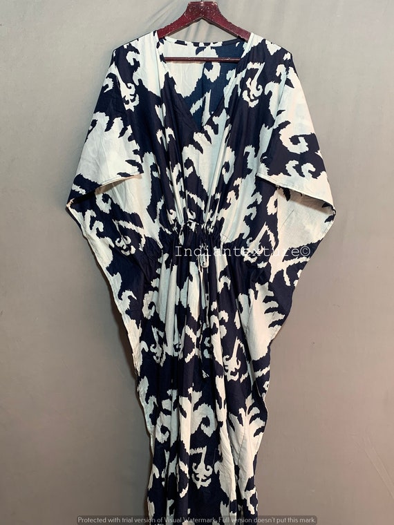 Trendy Cotton kaftan For Women Long Caftan Resort Wear Vacation Beach Dress Boho Cotton Dress Kaftan Floral Print Cotton Kaftan Gift For Her