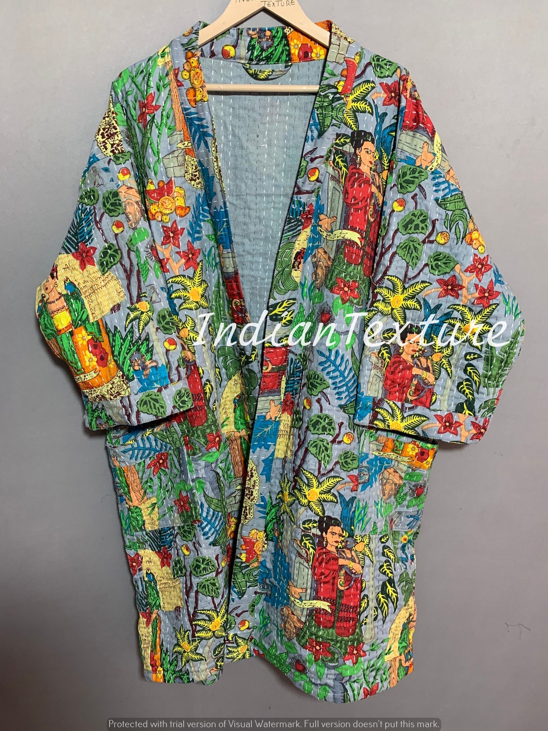 Frida Kahlo Cotton Jacket, Indian Cotton Jacket, Cotton Overcoat, Gift ...