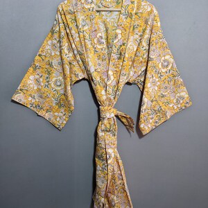 Cotton Kimono Robe, Block Print Robes for Women,dressing Gown, One Size ...