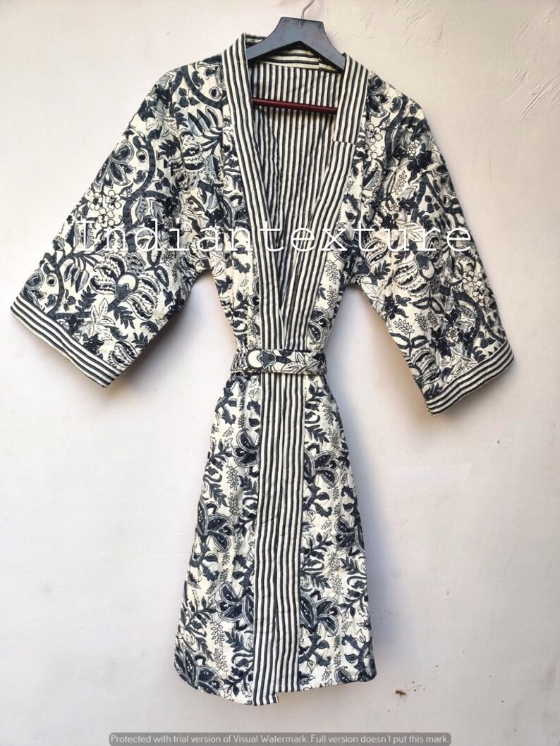 Cotton Quilted Robe Quilted Kimono Robes Traditional Etsy