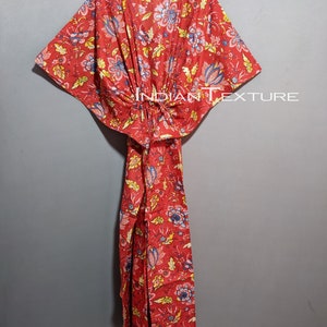 Women Beige & Red Floral Kaftan Dress main image 1