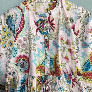 Cotton block-print long dress main image 0