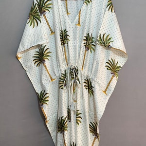 Indian Kaftan Printed Pure Cotton Maxi For Women Caftan Night Beach