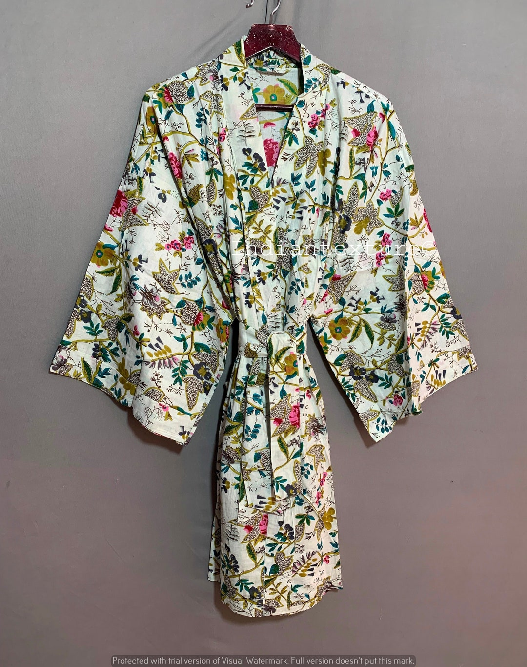 Bath Robe Cotton Robe,kimono Indian Pure Cotton Jungle Print Bath Robe ...