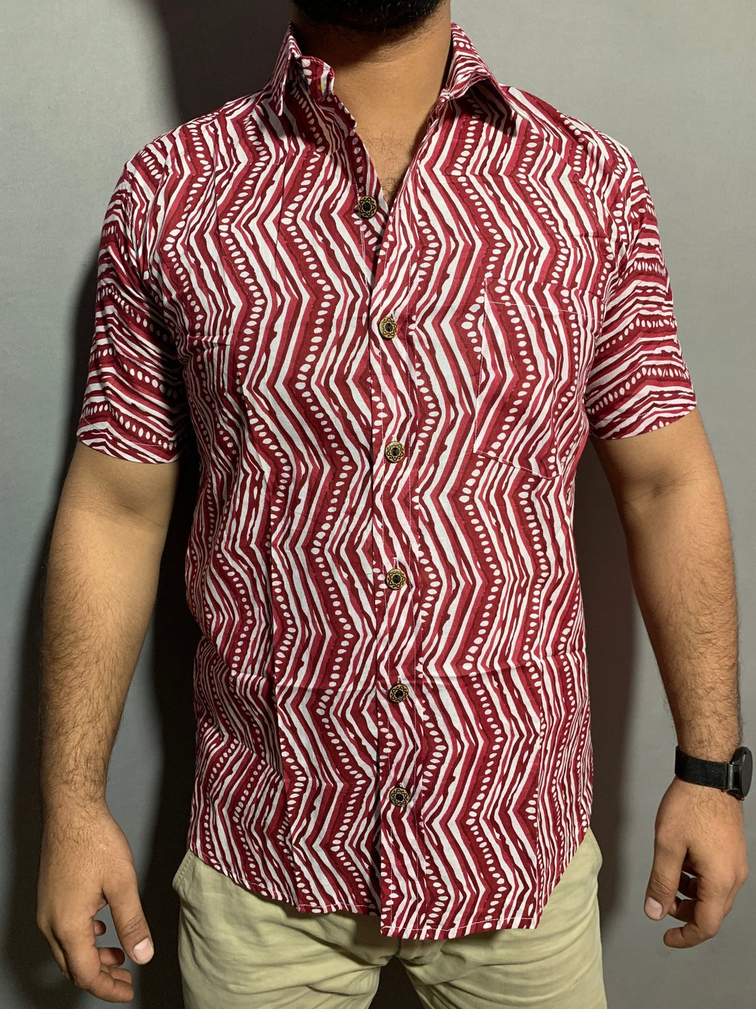 Zigzag Cotton Shirt, 100% Cotton Handmade Shirt, Unisex Shirt, Indian ...