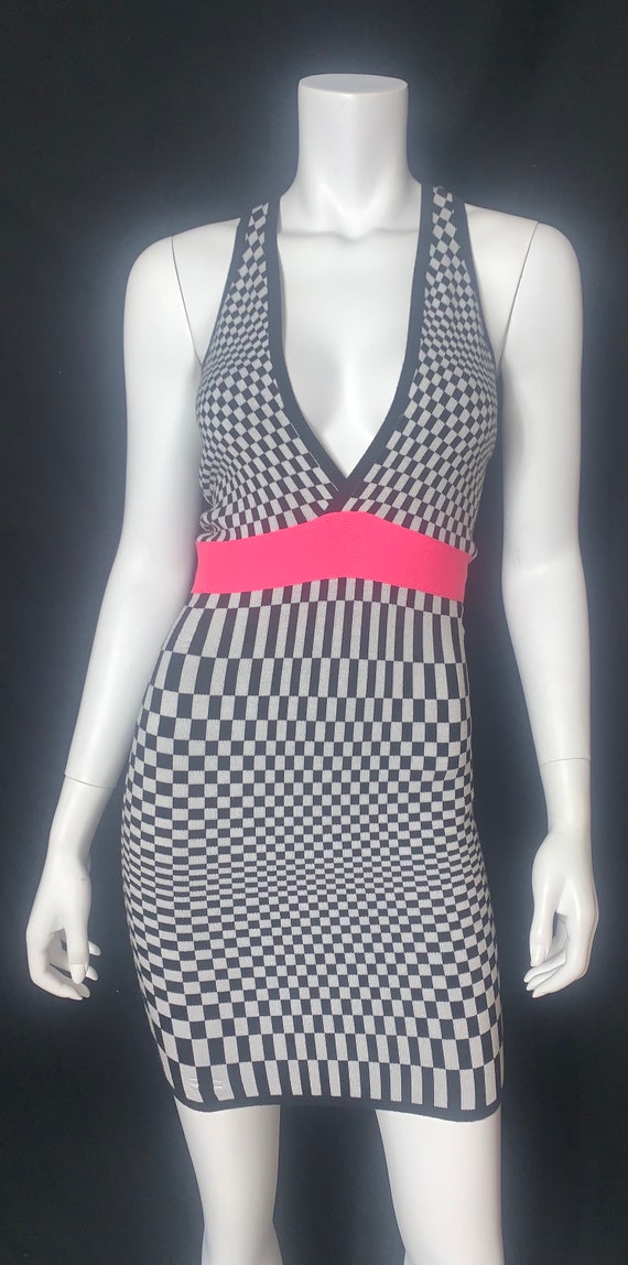 Vintage Wow Couture Checkered Bodycon Dress Size S