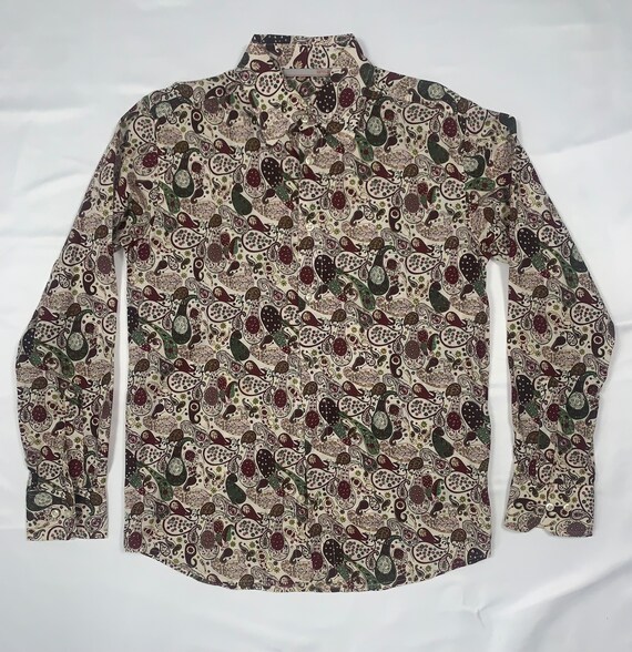 Men's Vintage Paisley Button Down Size Medium Gem