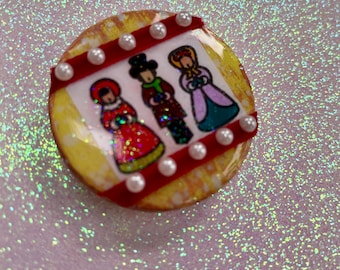 Christmas Carolers handmade magnet