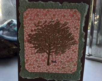 Earth tone gold embossed tree card