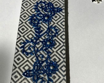 Silver and blue Peace bookmark