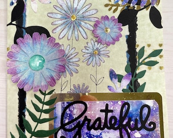 Purple floral gratitude greeting card