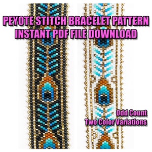 PATTERN - Single Peyote - Peacock Feather Filigree Bracelet