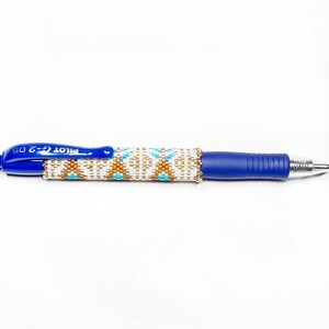 PATTERN Single Peyote Peacock Feather Filigree Pen Wrap image 5