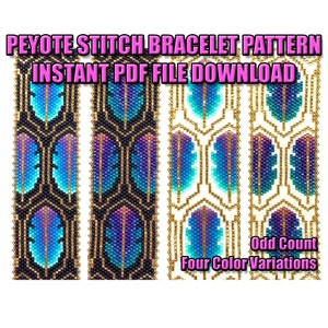 PATTERN - Single Peyote - Feather Frame Bracelet