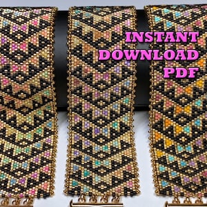 PATTERN - Single Peyote - Rainbow Pennants Bracelet