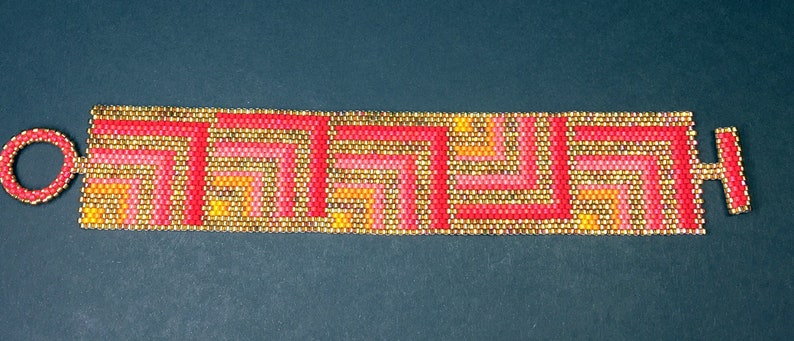 PATTERN Single Peyote Sunset Tiles Bracelet image 9