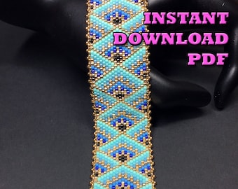 PATTERN - Single Peyote - Decorative Boxes Bracelet