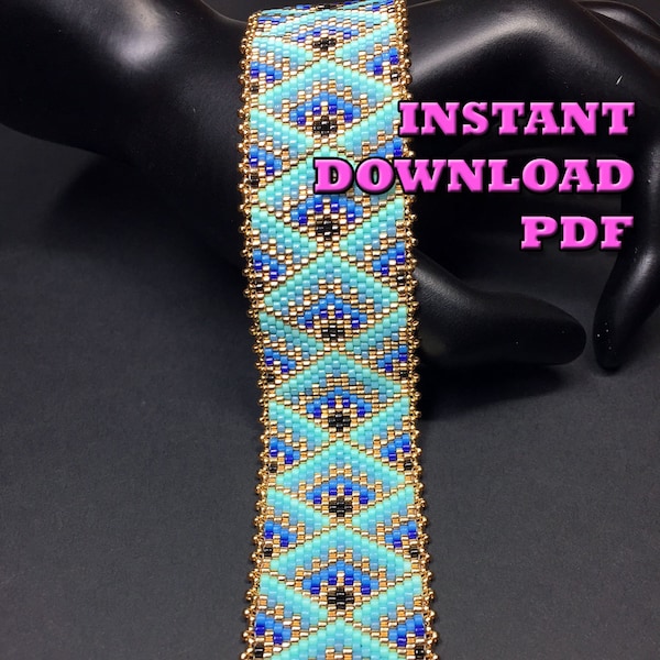 PATTERN - Single Peyote - Decorative Boxes Bracelet