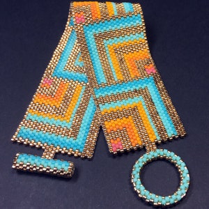 PATTERN Single Peyote Sunset Tiles Bracelet image 6