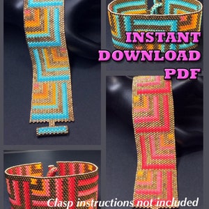 PATTERN Single Peyote Sunset Tiles Bracelet image 1