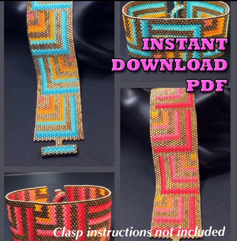 PATTERN Single Peyote Sunset Tiles Bracelet image 1