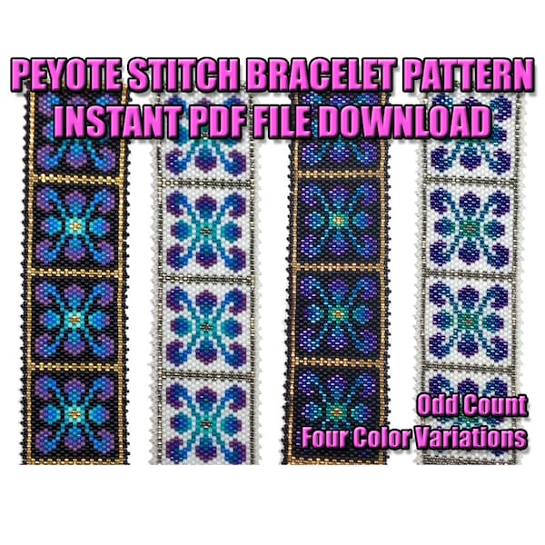 PATTERN - Single Peyote - Quilted Motif 2 Bracelet