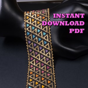 PATTERN - Single Peyote - Stained Glass Triangles Bracelet