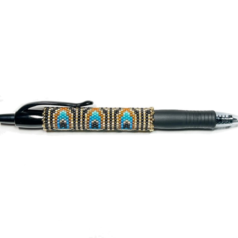 PATTERN Single Peyote Peacock Feather Filigree Pen Wrap image 8