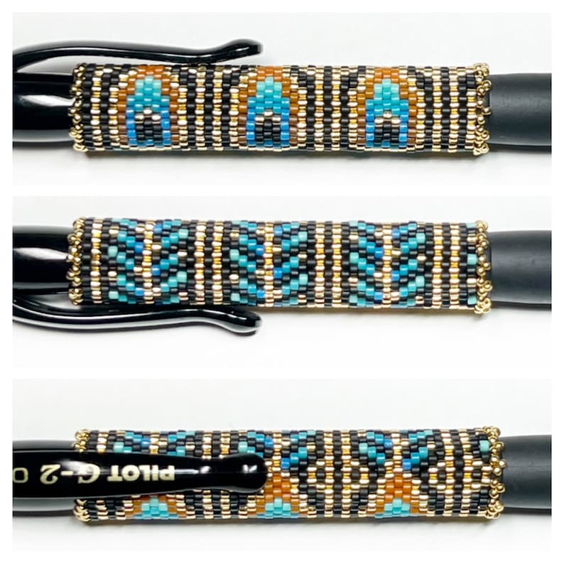 PATTERN Single Peyote Peacock Feather Filigree Pen Wrap image 3